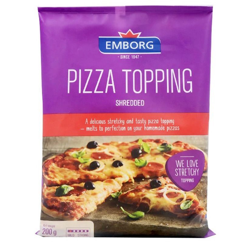 เอ็มบอร์คพิซซ่าท๊อปปิ้งชีสชนิดขูด 200กรัม Emborg Pizza Topping Shredded Cheese 200g.