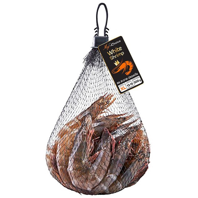 มายช้อยส์กุ้งขาวสดถุงตาข่ายไซส์ XL 500กรัม My Choice Fresh Shrimp XL 500g.