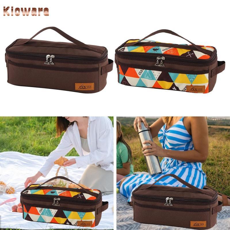 Kloware Camping Utensils Bag Kitchen Organizer Oxford กระเป๋าแต่งหน้าแบบพกพาสําหรับกระเป๋าเป้สะพายหล