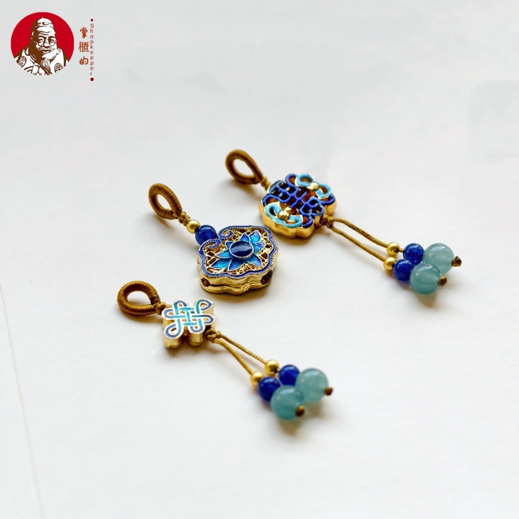 Cloisonne จี้ Hetian หยกคริสตัล Lapis Lazuli ขนาดเล็กยกจี้ diy จี้อุปกรณ์เสริม