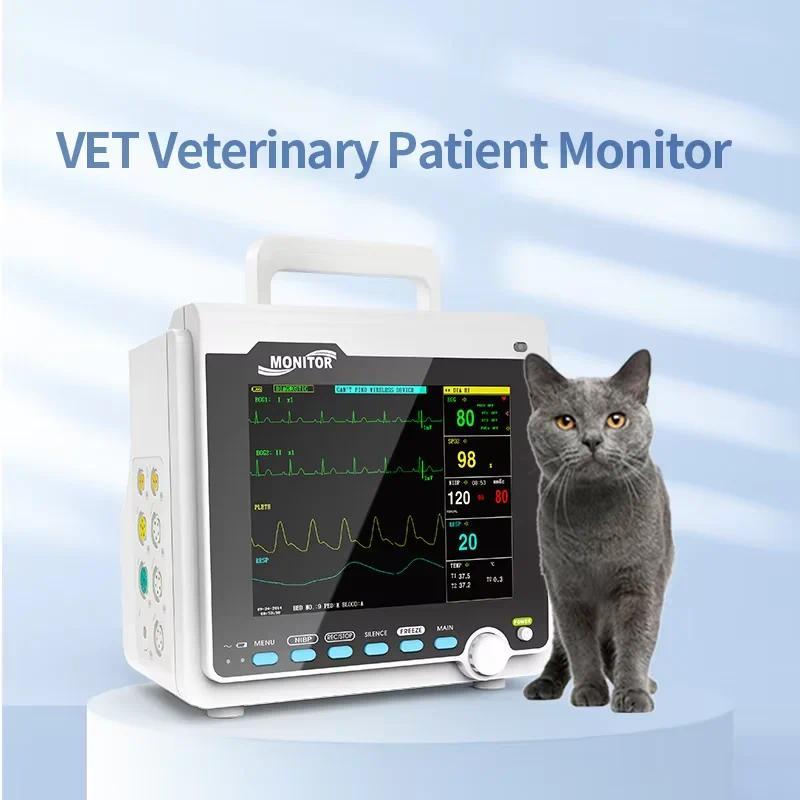 CONTEC แบบพกพาผู้ป่วยจอภาพมนุษย์/สัตวแพทย์ 8 "Vital Sign Monitor ECG NIBP RESP SPO2 PR TEMP (เครื่อง