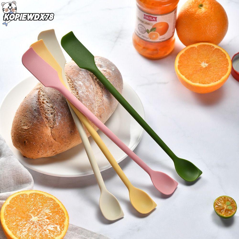KOPIEWDX78MN 1 ชิ้นไม้พายแยม, ซิลิโคน Dual-Ended ไม้พาย, Colourful ทนความร้อนยาว Handle เครื่องปรุงรสครีม Scraper สําหรับทําอาหารเบเกอรี่