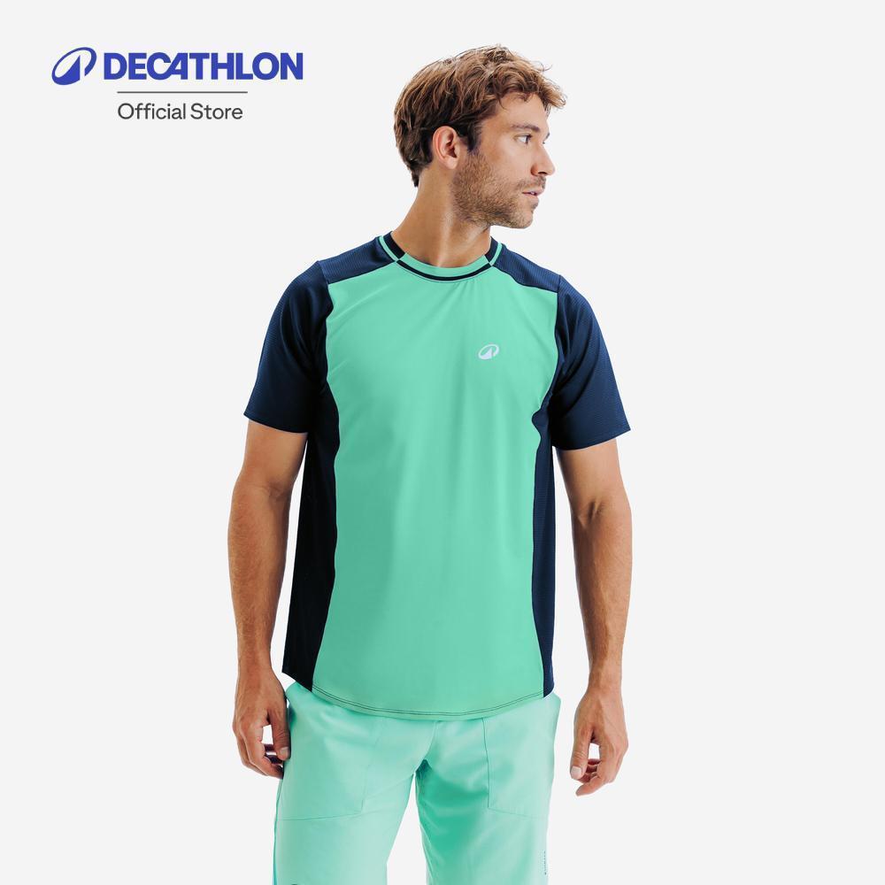 Decathlon Men'S Breathable Dry Tennis T-Shirt เสื้อยืดเทนนิสระบายอากาศได้ดีสำหรับผู้ชาย รุ่น Dry - Green/Blue