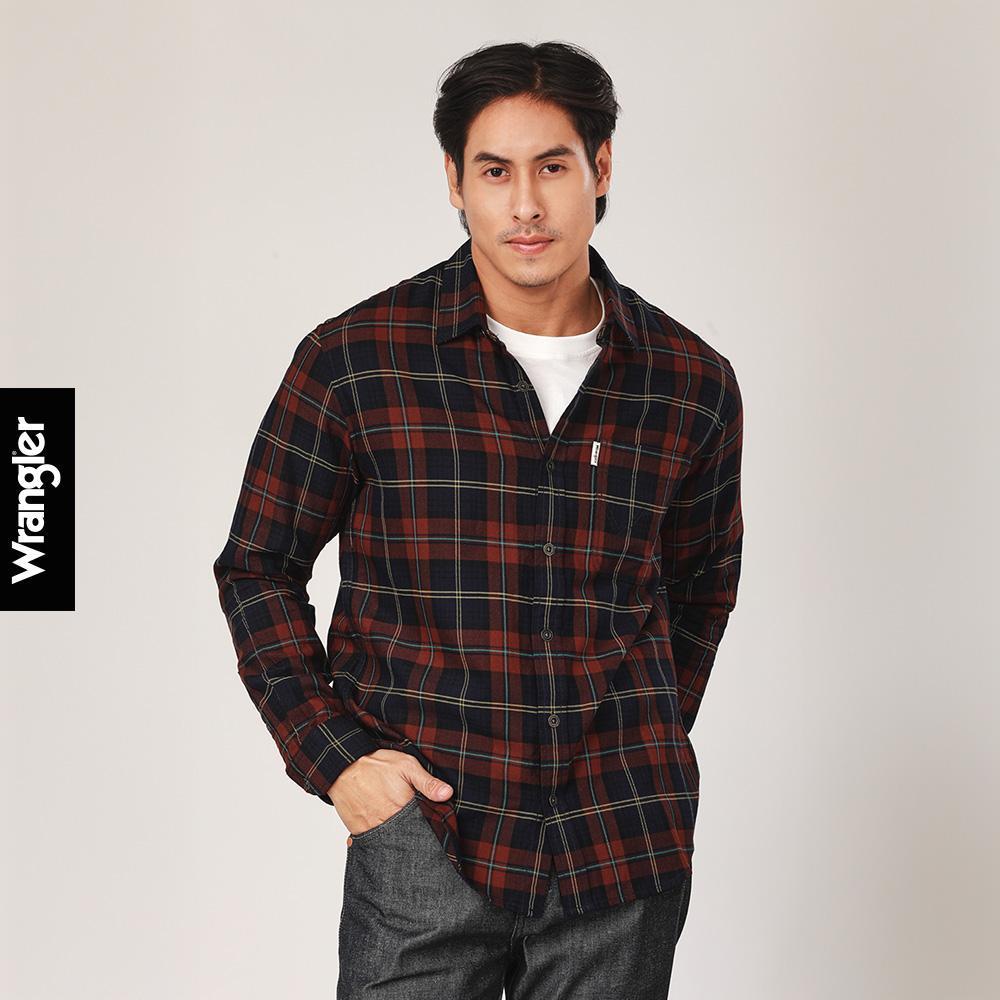 WRANGLER เสื้อเชิ้ตแขนยาวผู้ชาย รุ่น WR F425MSHLF57 สีแดง