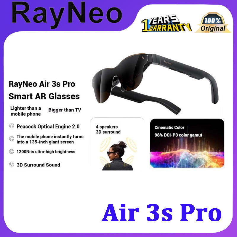 RayNeo Air 3s Pro Pocket TV Intelligent AR Glasses Optical Engine 2.0 HD Movie Watching