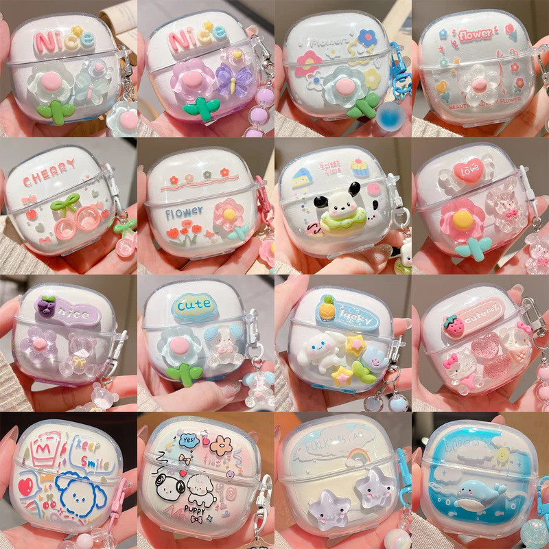 ดอกไม้น่ารักสําหรับ Redmi Buds 6 Lite กรณีโปร่งใสการ์ตูน Soft Shell Xiaomi หูฟังกันกระแทก