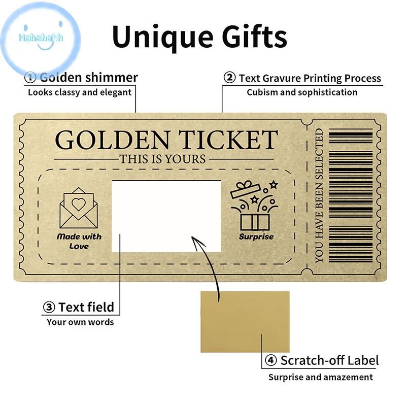 Haha การ์ดขูด Raffle ของขวัญ Scratch Off Ticket Golden Ticket Surprise Concert Ticket Party Favor พร