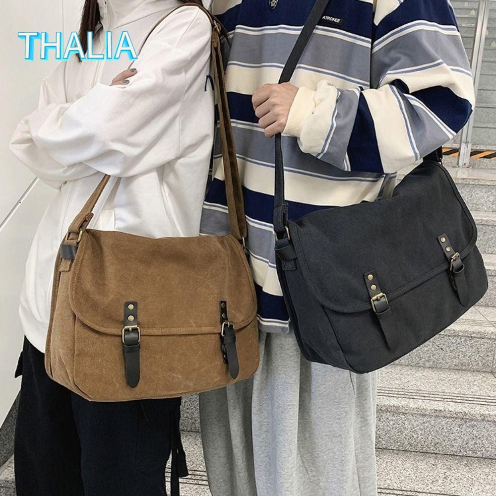 ไทยลีอา‌ กระเป๋าถือวินเทจ, กระเป๋าโท้ทผ้าแคนวาสสไตล์ลําลองความจุขนาดใหญ่, กระเป๋าสะพายข้างแฟชั่นที่น่าสนใจ