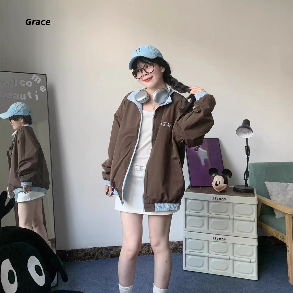 Grace เสื้อแจ็คเก็ตผู้หญิง คอตั้งเย็บสองด้าน สไตล์กีฬาลำลอง GR3486 ราคา ถูกที่สุด ดีลบีเคเค แกลเลอรีภาพที่ 8