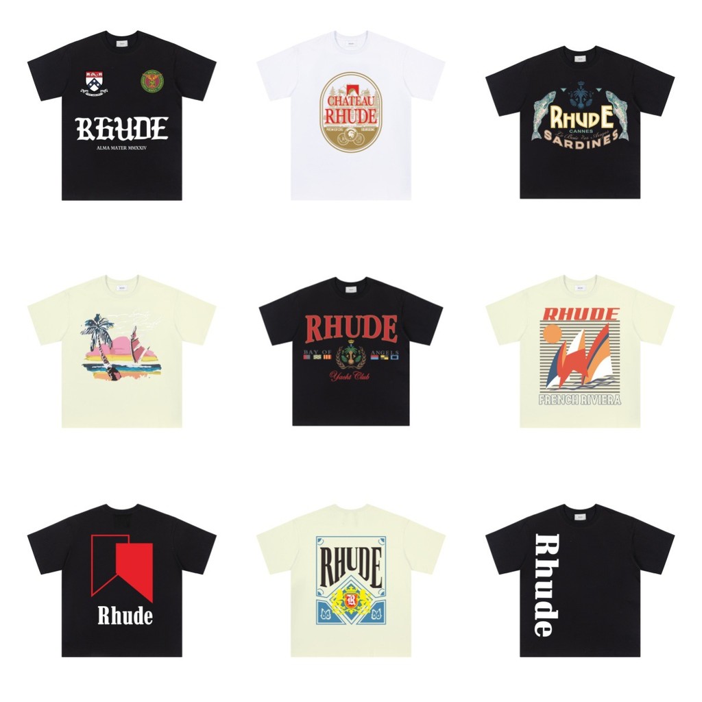 RHUDE High Street Printed Casual Loose Unisex Short Sleeve T Shirt