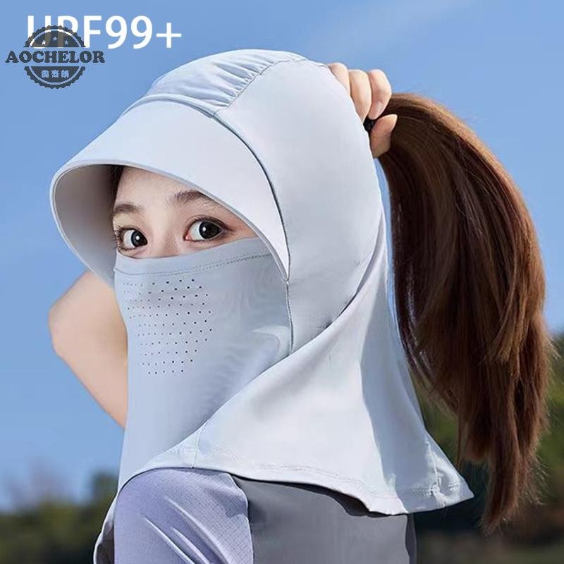 AOCHELOR หมวกกันแดดแบบเต็มหน้าผู้หญิงฤดูร้อนVisor Anti-UVกลางแจ้งขี่จักรยานตกปลาหน้ากากคอยาวBreathab