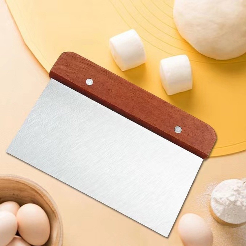 ที่ตัดแป้ง ด้ามจับไม้ แผ่นตัดแป้งสแตนเลส ที่ตัดแป้งพิซซ่า โด - รูปที่ 5