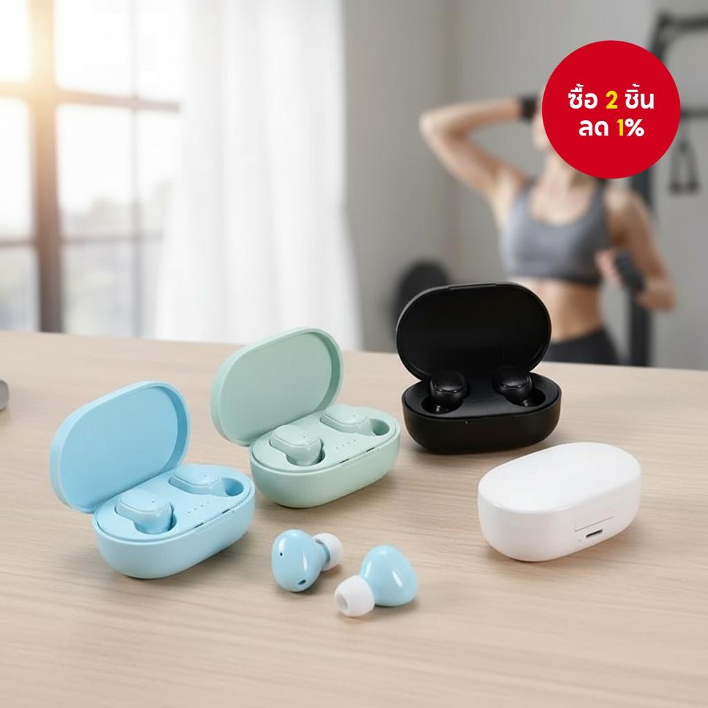 หูฟังบลูทูธ TWS A6S หูฟังไร้สายขนาดเล็กพร้อมไมโครโฟนสําหรับกีฬาและเล่นเกม
