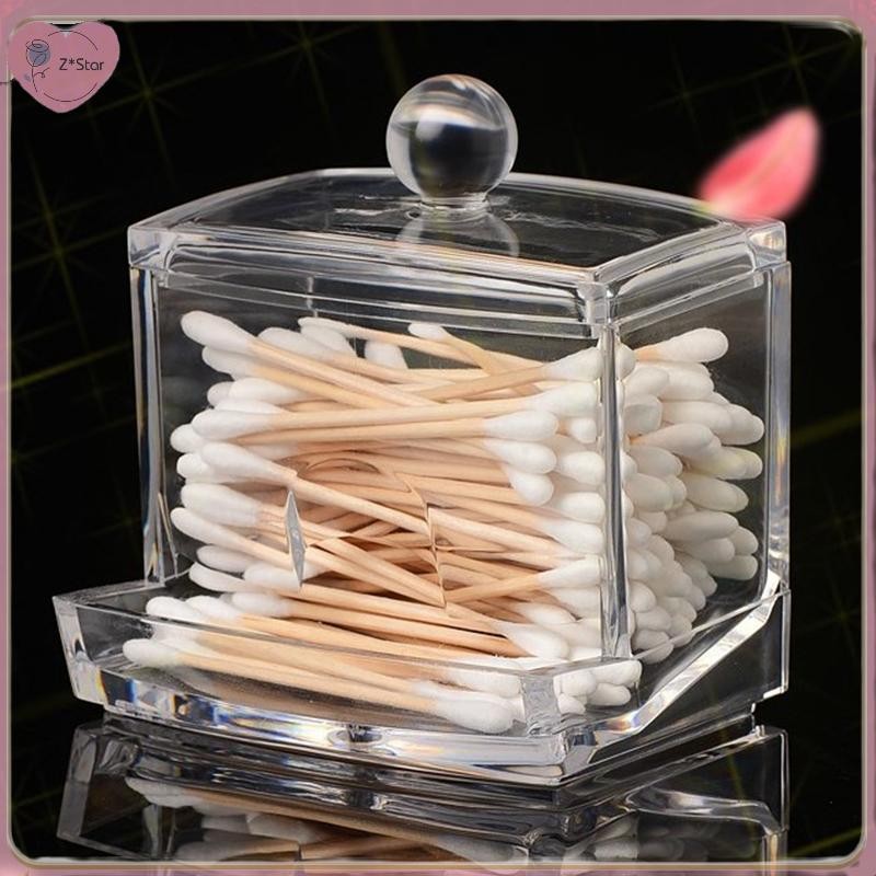 Z*Star สําลีอะคริลิคกล่องเก็บของแบบพกพาโปร่งใสแต่งหน้าผ้าฝ้าย