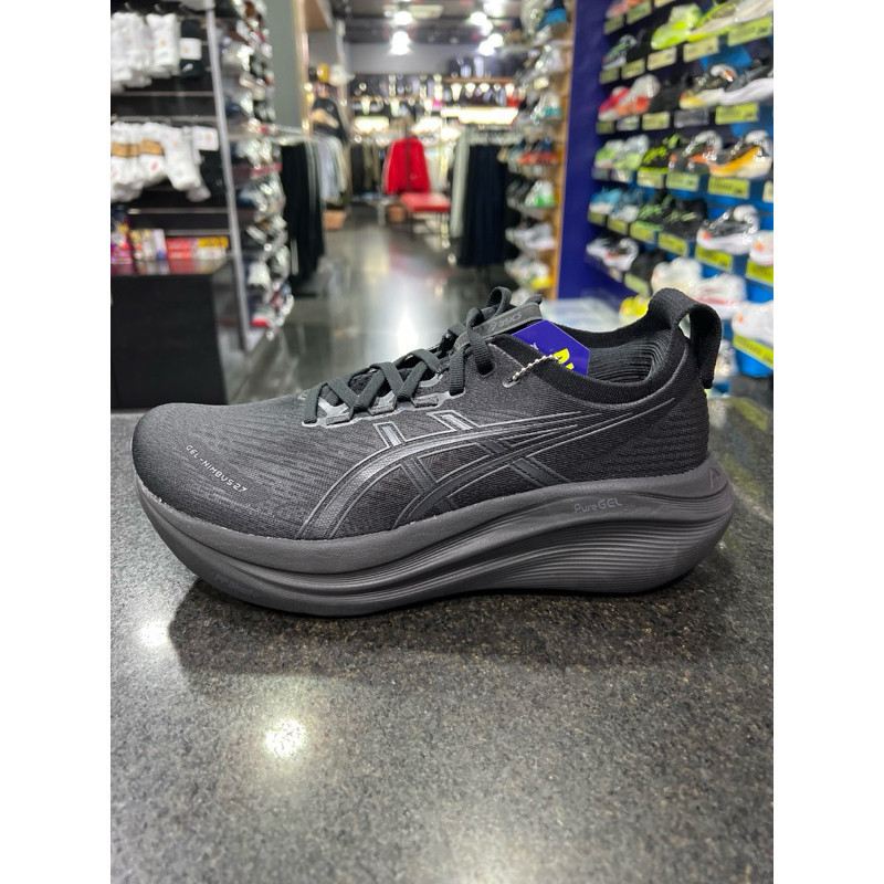 ASICS GEL-NIMBUS 27 รองเท้าวิ่งผู้ชายเบาะกว้าง 1011B956-001 สีดําล้วน CYK6