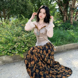 SultrySia วินเทจ เสื้อแขนยาว ลายลูกไม้สไตล์สาวเกาหลี เสริมฟองน้ำน่ารักๆ ใส่สวย "FY33039"
