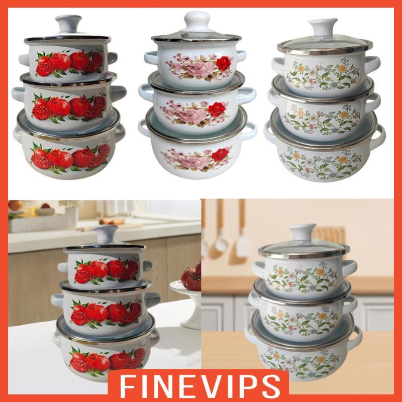 [Finevips] 3 ชิ้นแบรนด์ ENAMELPOT พร้อม POSS PORTABLE POSTS FLATS POSS POT ENAMEL POT