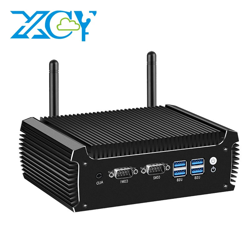 Fanless อุตสาหกรรม Mini PC Intel Core 6th 7th 8th CPUs 2x COM RS232 RS485 2x GbE Win10/11 Linux 4G S