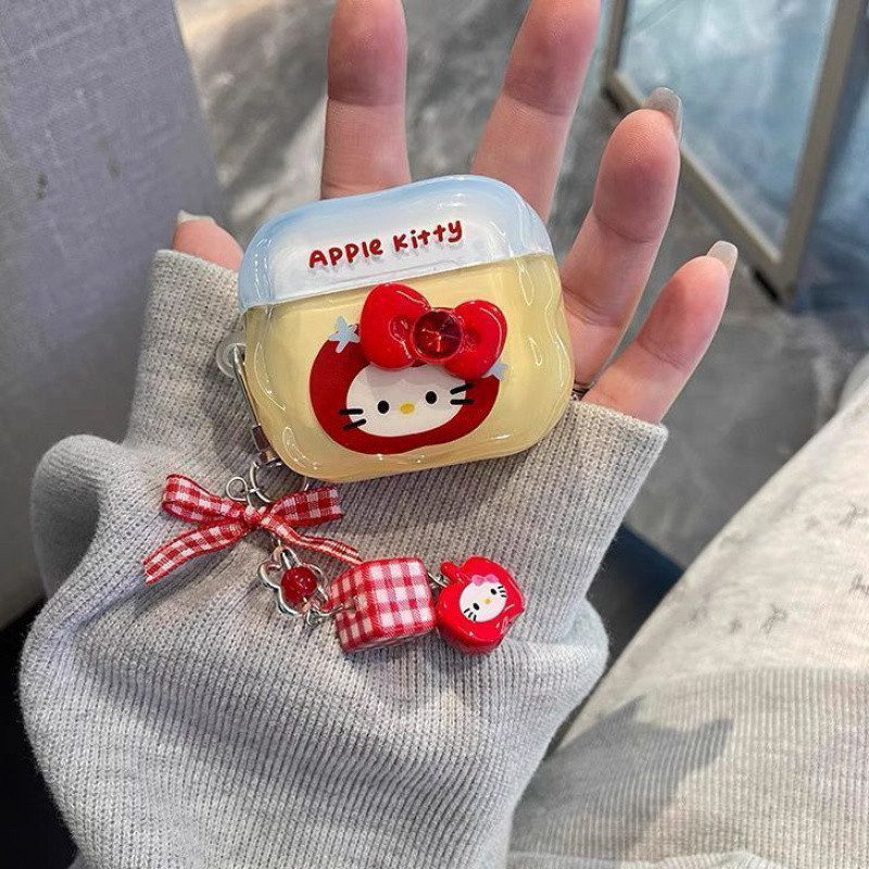 Apple Hello Kitty AirPods 4/3/2/1 เคสซิลิโคนป้องกันการตก AirPodsPro3 เคสหูฟัง