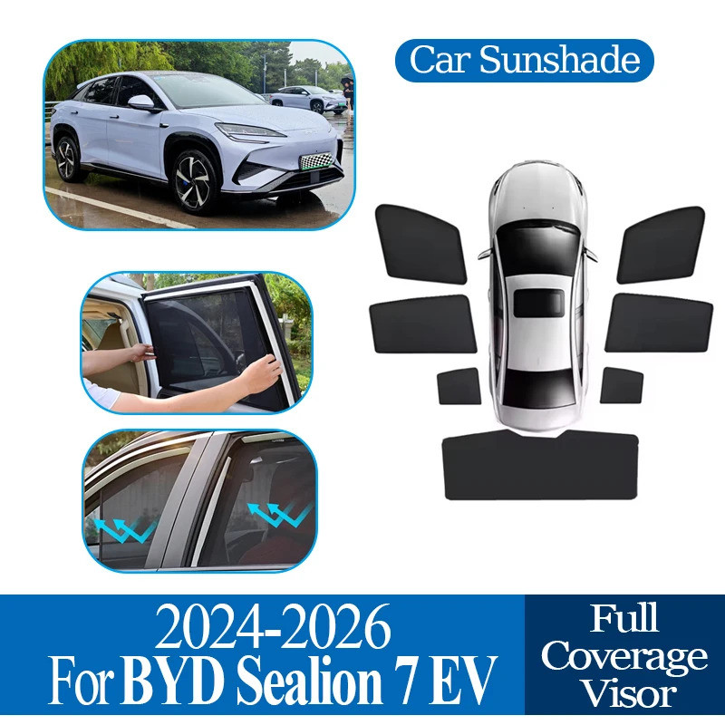 สําหรับ BYD Sealion 7 07 EV 2024-2026 Anti-UV รถแม่เหล็ก Sunshade ป้องกันความเป็นส่วนตัว Blocking ผ้าม่านอุปกรณ์เสริมอัตโนมัติ