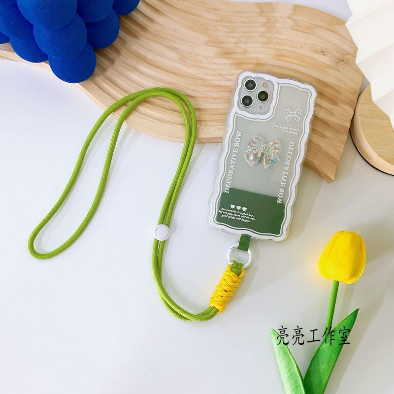 2025 สไตล์ใหม่สร้างสรรค์แฟชั่นมัทฉะสีเขียวเชือกเส้นเล็กโทรศัพท์มือถือยาวปรับแขวนคอสายคล้องคอช็อกทนสา