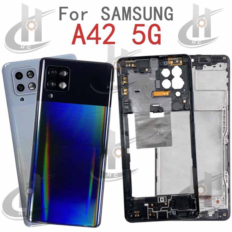 สําหรับ Samsung Galaxy A42 5G A426 A426B A426B/DS แบตเตอรี่ฝาหลังกรอบกลาง + ปุ่ม + LCD กรอบด้านหน้า + เลนส์กรอบกล้อง