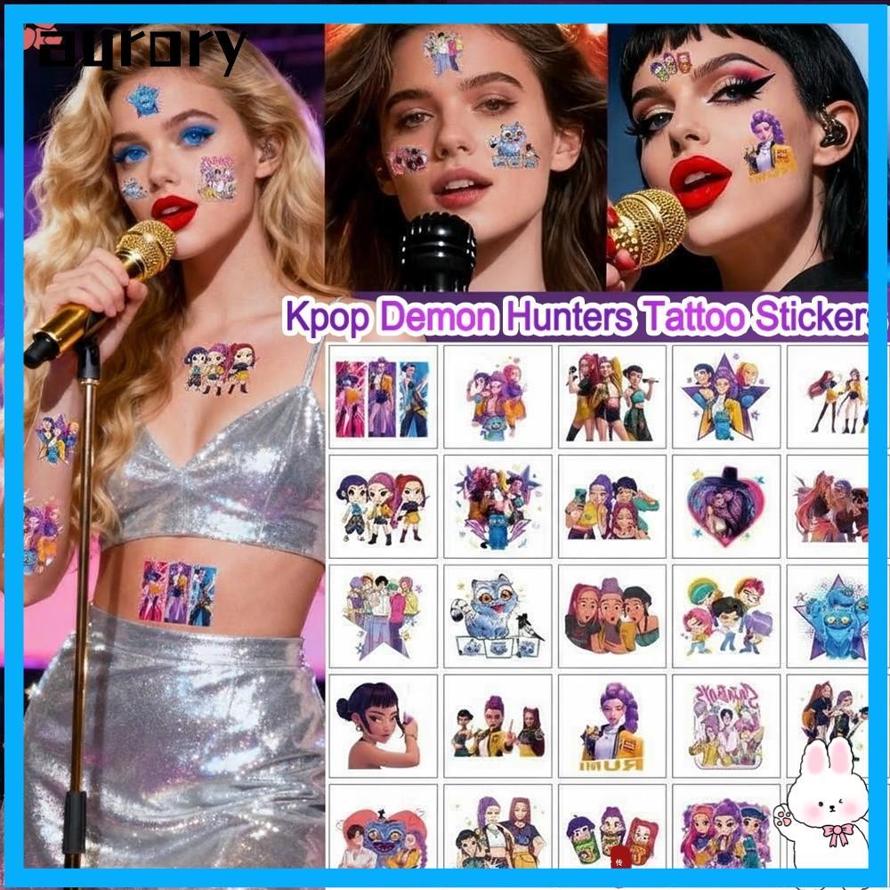 AURORY 1/25/40 ชิ้น/เซ็ต สติกเกอร์temporary tattoo การ์ตูนกันน้ํา สำหรับคอสเพลย์และตกแต่งตามโอกาสต่างๆ