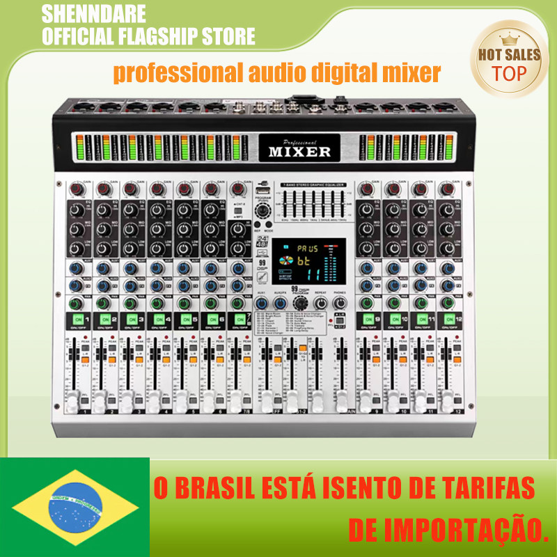 SHENNDARE MX12 Professional Audio Mixer 99DSP Effects 12Channel Digital Table DJ Audio Mixer Console