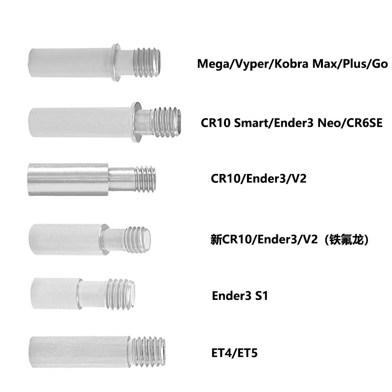 3D เครื่องพิมพ์หัวฉีดคอท่ออุปกรณ์ฟิตติ้งท่อสแตนเลสในตัวเทฟลอน PTFE MK8 Creation Mega