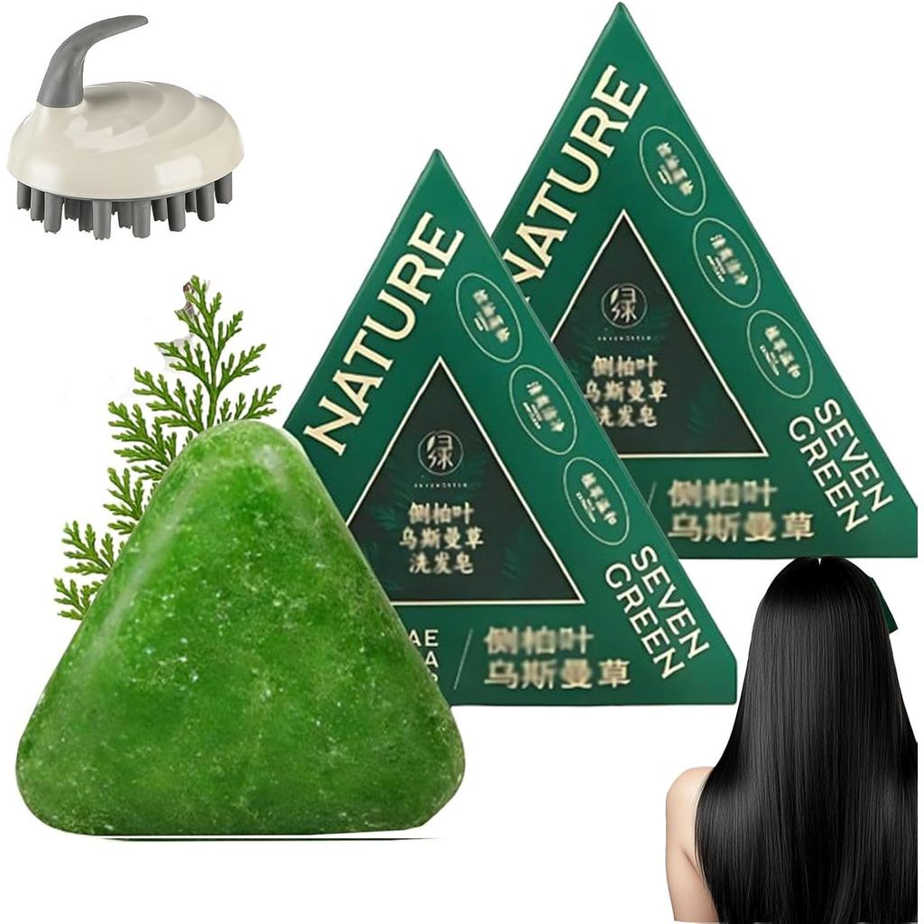 Shampoo solido Nature Triangle, shampoo solido Nature Seven Green Soap, shampoo solido Usman Grass, 