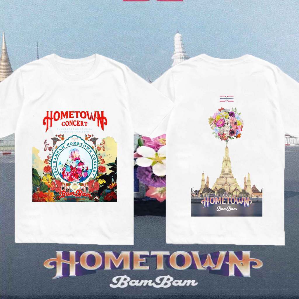 【พร้อมส่ง】เสื้อยืด BamBam Live in Bangkok 2025 HOMETOWN Tour ของแท้ เสื้อแฟนคลับแบมแบม ผ้าฝ้ายแท้ พรีเมียม