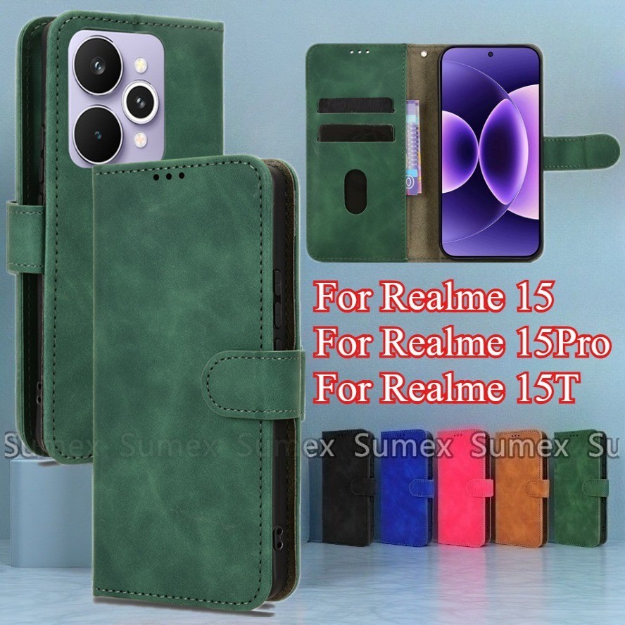 ฝาครอบหนังสําหรับRealme15 Realme 15 Pro 15T 5G 4Gเคสโทรศัพท์กันกระแทกAnti Fall Stand Holderกระเป๋าสตางค์แม่เหล็กปลอกRealme15T 15Pro RMX5106 RMX5101 2025