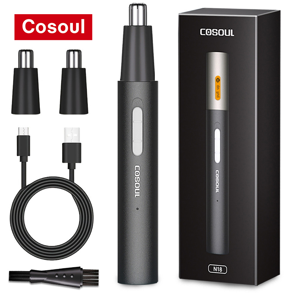Cosoul เครื่องกันขนจมูก เครื่องกันขนจมูกไฟฟ้าสำหรับผู้ชาย เครื่องโกนหนวดจมูก เครื่องตัดจมูกโลหะ