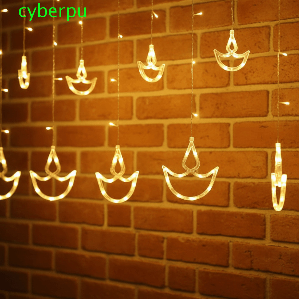 CYBERPULSE Diwali Light, ปลั๊ก USB Brilliant Night Curtain Light, Christmas Happy Diwali Heart Shape