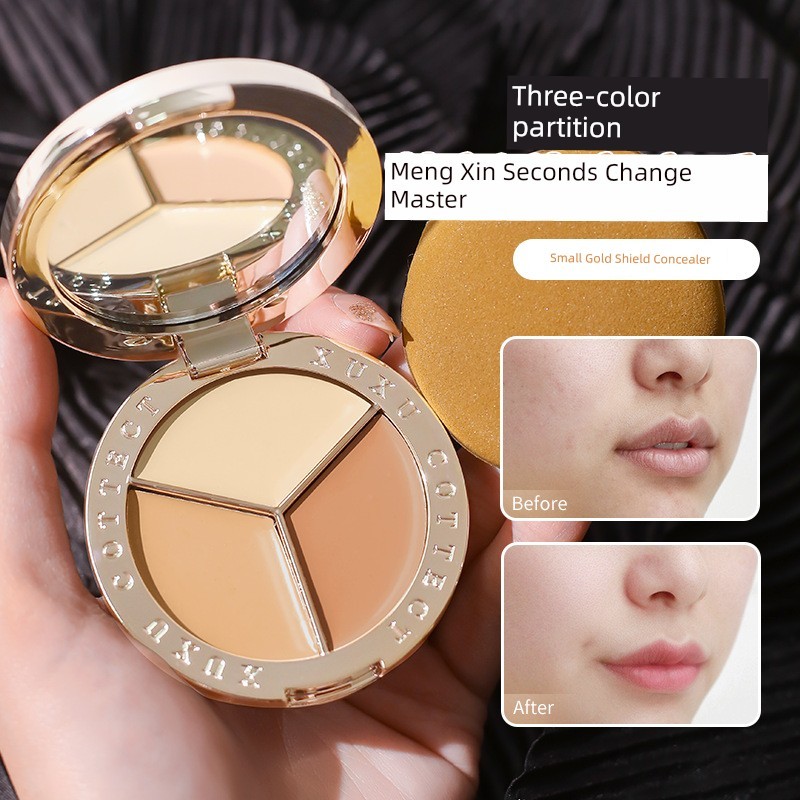 คอนซีลเลอร์ concealer XUXU Little Golden Shield Tricolor CONCEALER Cover Dark Circles Acne Marks Fac