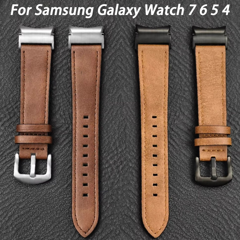 No Gaps สายหนังสําหรับ Samsung Galaxy Watch 7/6/5/4 ขนาด 44/40/42/46/43/47 มม. สําหรับ Galaxy Watch 6Classic/4Classic และ 44 มม. FE รุ่นธุรกิจ
