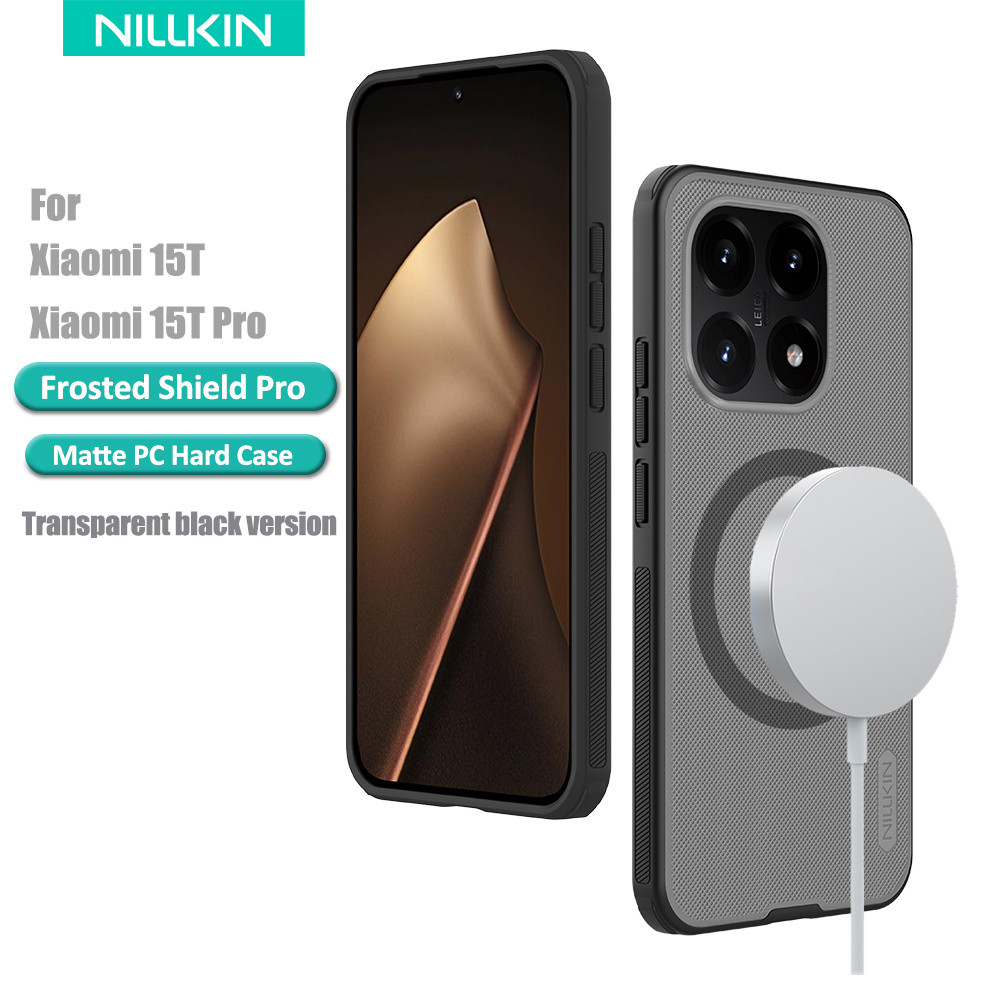 เคสแม่เหล็กด้าน Nillkin สําหรับ Xiaomi 15T Pro 15T ฝาหลังแบบแข็ง Frosted Shield สีดําโปร่งใส