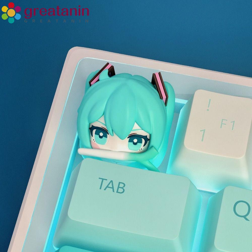 GREATIN Hatsune Miku Keycap, Fufu VOCALOID ประณีตคีย์บอร์ด Keycap, Kawaii สะสมเรซิ่นอะนิเมะตุ๊กตา Ke
