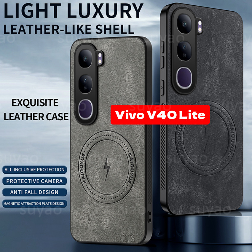 หนังแม่เหล็กสําหรับVivo V40Lite V40 Lite V60 Y21d Y31 2025 เคสโทรศัพท์ไร้สายชาร์จหรูหราปลอกVivoV40Li