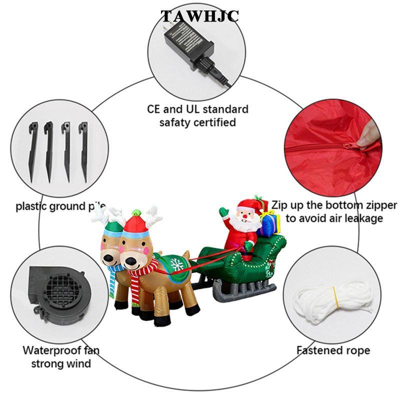 [tawhjc] คริสต์มาสพองแปลกใหม่พร้อมไฟ Weatherproof Santa Claus และ Sligh Xmas Decor Blow up ตกแต่งสํา