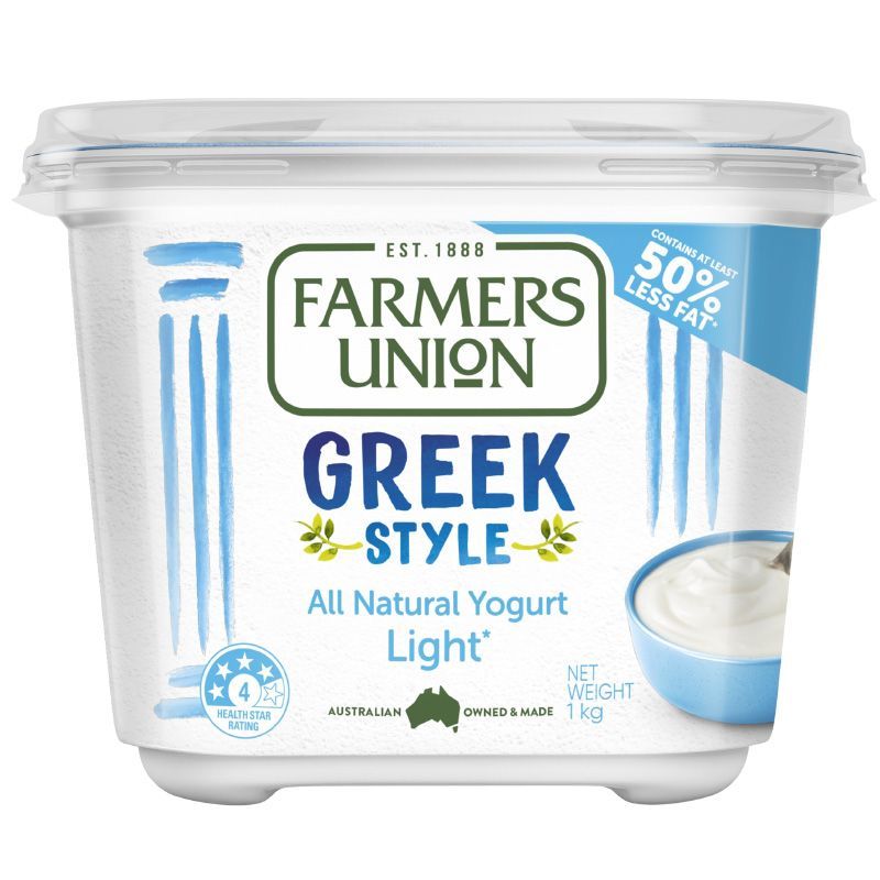 ฟาร์เมอรส์ยูเนียนไลท์กรีกสไลด์โยเกิร์ต 1กก. Farmers Union Light Greek Style Yogurt 1kg. [หมายเลขบาร์โค้ด 9300658404146 ]