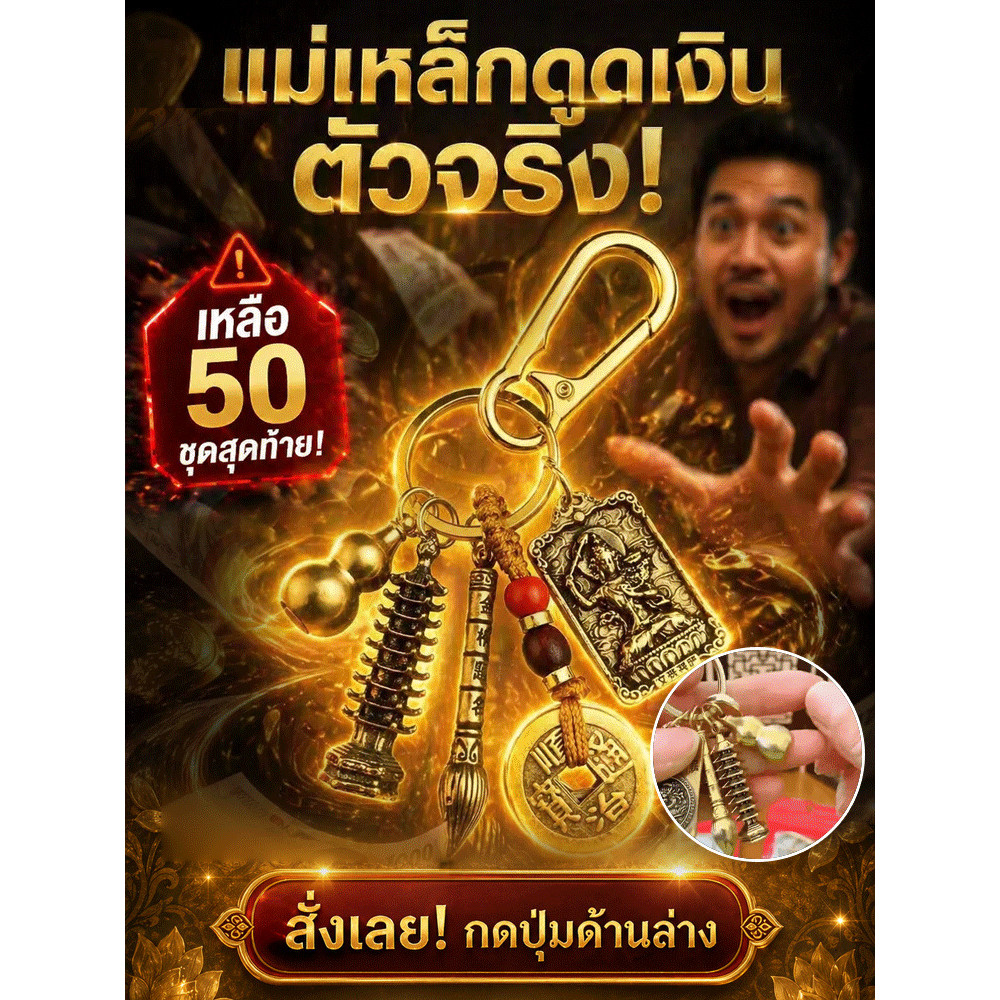 🎁สินค้าขายดี🎁【เครื่องราง/พวงกุญแจ】วัสดุโลหะสแตนเลส ทนทาน เสริมโชคลาภ ป้องกันภัย สีทอง ขนาดกะทัดรัด ใช้งานง่าย เหมาะสำหรับพกติดตัว ของขวัญมงคล