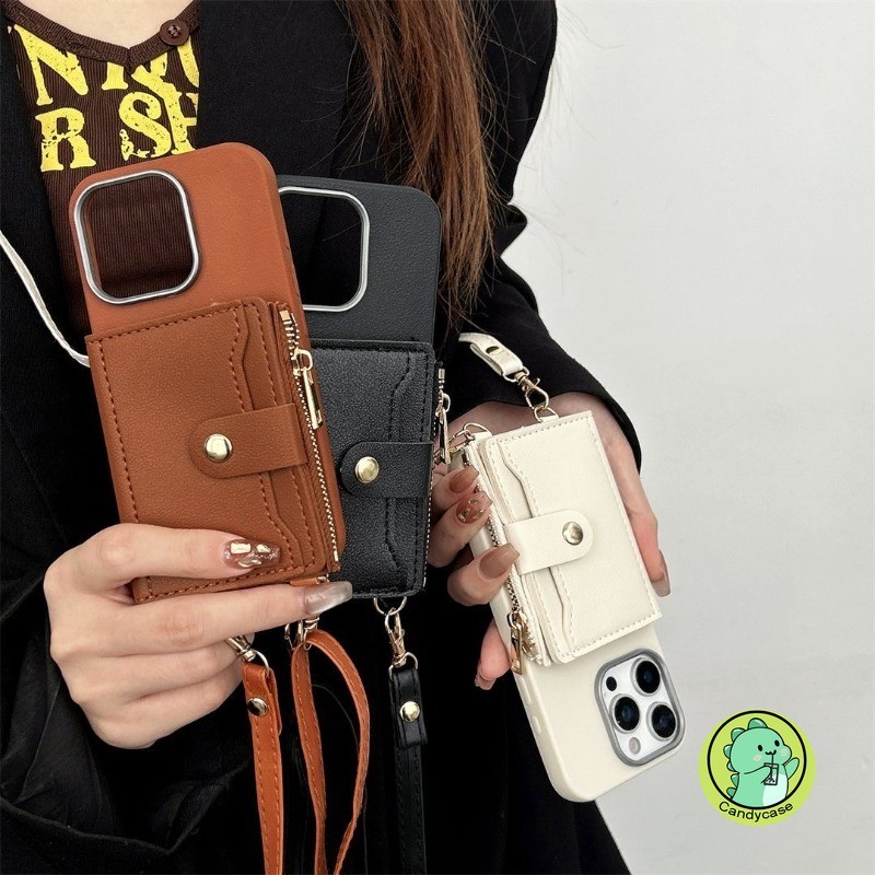 กระเป๋าสตางค์หรูหราเคสโทรศัพท์พร้อมเชือกเส้นเล็กสําหรับVivo Y200 Y200E Y100 Y17s Y29 Y29S Y19 Y19E Y