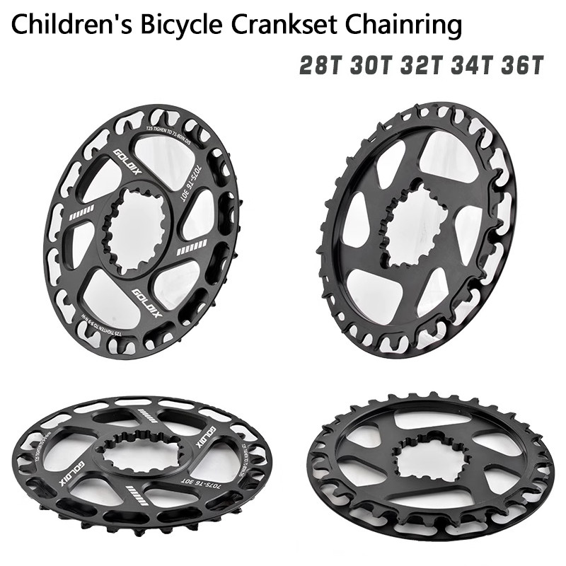 GOLDIX เด็กจักรยาน Crankset Chainring 28/30/32/34/36T Direct Mount Chainwheel สําหรับ 3-Bolt ความเร็วเดียว Crankset จักรยานอะไหล่
