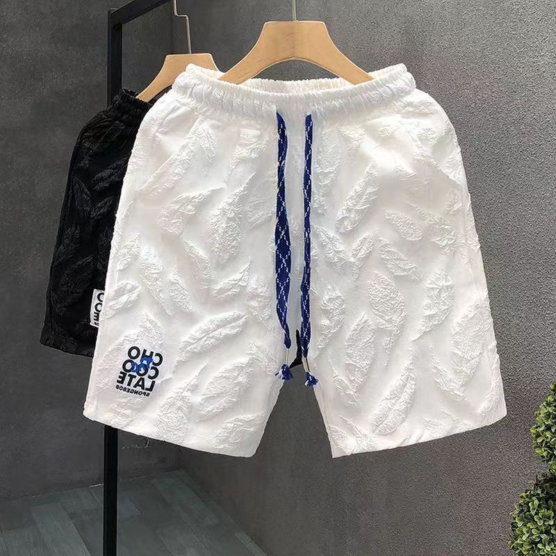 2025 American Street Wear Shorts Mens Outer Wear Texture Beach Pants Korean Version Straight Leisure