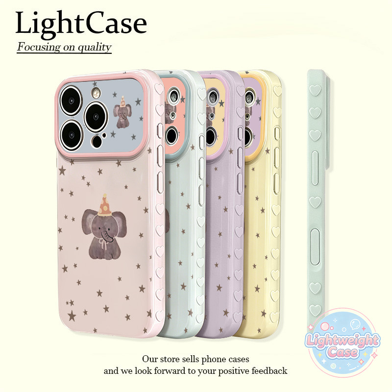 เคสโทรศัพท์รูปช้างการ์ตูนและดาวห้าแฉก เคสไอโฟน17 สำหรับ IPhone 16 7 8 15 Plus XR X XS Max Air 12 11 13 14 Pro