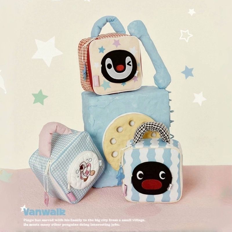 VANWALK Pingu Girls Travel Portable Portable Portable Toiletry Bag Dry Wet Separation Cosmetic Bag S