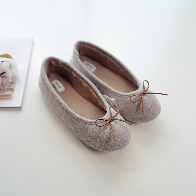 Halluci Small Bow Confinement Shoes Warm Heel Indoor Anti-slip Home Shoes
