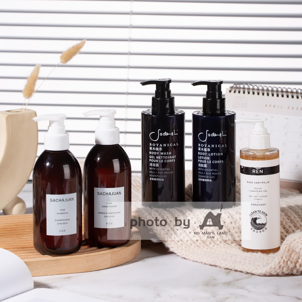 เซนต์. Regis Hotel Three Tea Officials SACHAJUAN Shampoo Conditioner Sodashi Herbal Plant Bath Gel N