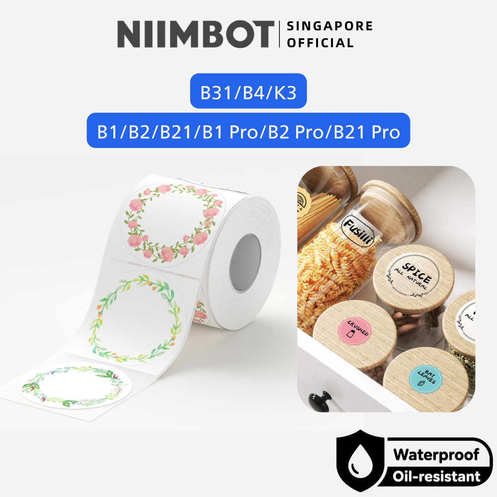 NIIMBOT รอบฉลากสติกเกอร์สําหรับ B1 B2 B21 B1 Pro B2 Pro B21 Pro B31 B4 ความร้อนกันน้ําวงกลมเทปขายปลี